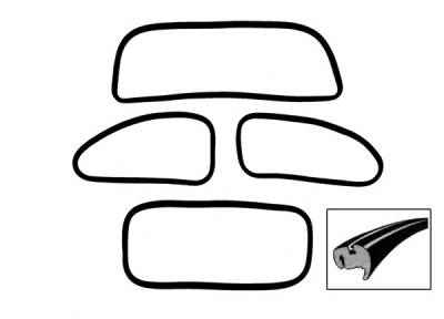 WINDOW SEAL SET, CAL LOOK NON POP OUT SET OF 4, STANDARD BUG SEDAN 1972-77 *MADE IN USA BY WCM*