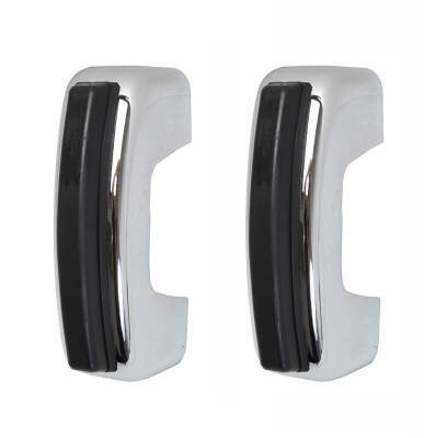 BUMPER GUARDS WITH RUBBER, FRONT OR REAR, SET OF 2, BUG 68-73, GHIA 1972-74 (No indent for horizontal deco strip)