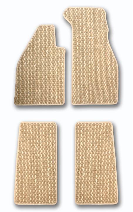 133-400C-TN COCO MATS, BEIGE & TAN, FRONT & REAR 4 PIECE SET, BUG 1973-79  (Models with Passenger Side Foot Rest)