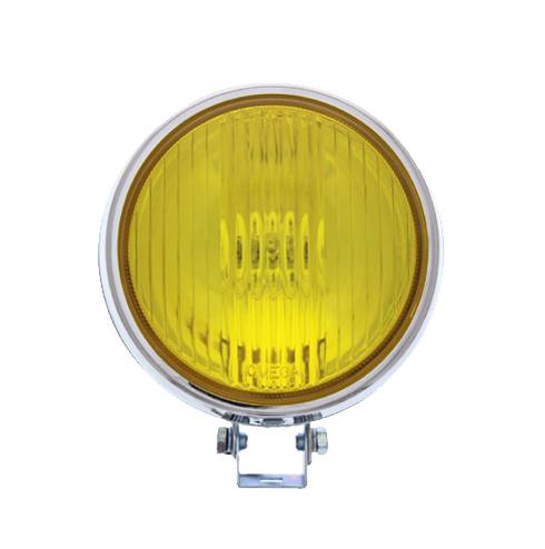 ZVW120 FOG RALLY LAMP, 6" FLAT ROUND AMBER YELLOW LIGHT LENS, 12 VOLT WITH H3 SET OF 2