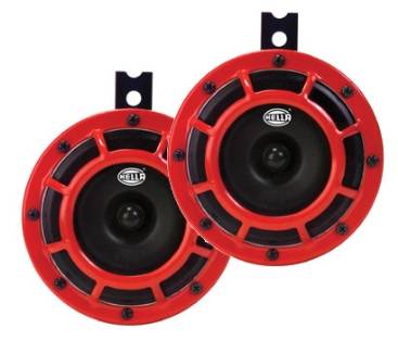 HORN SET *HELLA* TWIN SUPERTONE HIGH/LOW WITH BRACKET, 12 VOLT 300/500 Hz