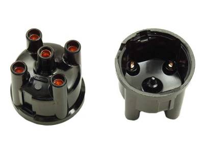 DISTRIBUTOR CAP, BLACK, OLD STYLE CENTRIFUGAL ADVANCE DIST, (2 PIECE POINTS), BUG 47-74, BUS 50-71, GHIA 56-74, TYPE 3 66-67, THING 73-74