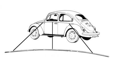 CHROME ALUMINUM MOLDING KIT, 7 PIECES FOR CARS WITHOUT HOOD EMBLEM *GERMAN* BUG 1964-66