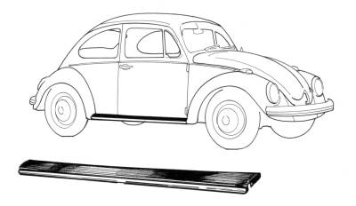 RUNNING BOARD KIT, COMPLETE LEFT & RIGHT WITH CHROME MOLDING & HARDWARE *GERMAN* BUG 1967-72