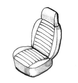 SEAT COVER SET, WHITE SQUAREWEAVE VINYL, FRONT & REAR, BUG SEDAN 1974-76