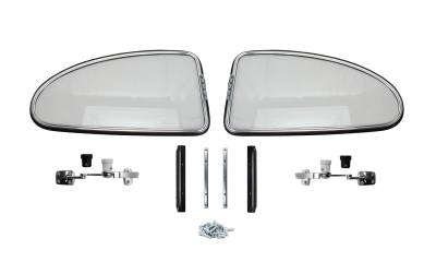 POP-OUT WINDOW KIT, BUG 1952-64, LEFT & RIGHT WITH FRAMES, GLASS, HARDWARE AND BK & IV KNOBS (Pinch Welt Separate Part # 113-131B-BK or 113-131B-WH)