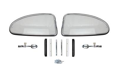 POP-OUT WINDOW KIT, BUG 1965-77, LEFT & RIGHT WITH FRAMES, GLASS, LATCHES & HARDWARE (Pinch Welt Separate Part # 113-131B-BK or White 113-131B-WH)