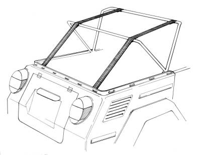 STRAPS, TOP FRAME ALIGNMENT, BLACK VELCRO LEFT & RIGHT, THING 1973-74