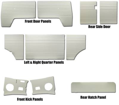 COMPLETE DOOR PANEL SET, 10 PIECES, WHITE, BUS 1961-63 (Call or Email to Order)
