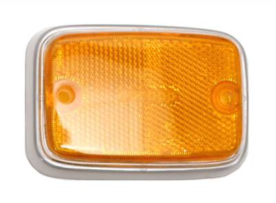 REFLECTOR, FRONT SIDE BODY, AMBER WITH SILVER FRAME, BUS 1970-1974