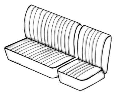 SEAT COVER SET, FRONT SEAT, 1/3-2/3, TAN BASKETWEAVE, BUS 1974-76