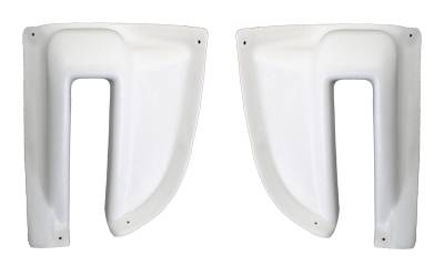 HINGE COVERS, WHITE PLASTIC LEFT & RIGHT, REAR CARGO HATCH, BUS 1968-79 *MADE IN USA BY WCM*