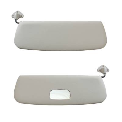 SUNVISORS, WHITE VINYL WITH MIRROR, LEFT & RIGHT, BUS 1950-67