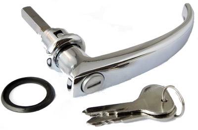 HANDLE, SIDE CARGO DOOR LOCKING WITH KEYS, CHROME, BUS 1959-67 (Includes seal, part # 211-637A)