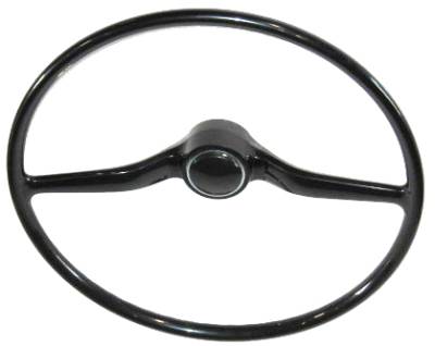 STEERING WHEEL, BLACK WITH HORN BUTTON, 17mm SHAFT SIZE, BUS 1973 1/2 -79 (1973 or '74 From VIN# 2132164060)