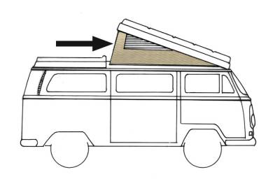 POP TOP, 3 WINDOW TAN ACRYLIC, BUS 1968-73 *HANDMADE IN USA*