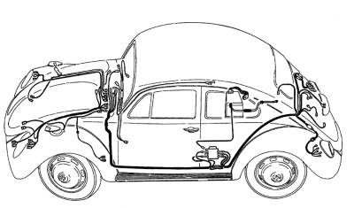 West Coast Metric - COMPLETE WIRING HARNESS, BUG SUPER BEETLE SEDAN & CONV. 1972 (Includes wiring grommet kit)