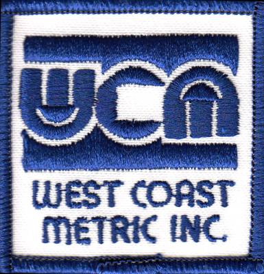 PATCH, OLD SCHOOL WEST COAST METRIC INC, BLUE ON WHITE