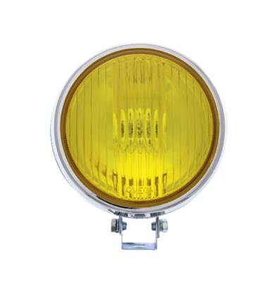 West Coast Metric - FOG RALLY LAMP, 4" CURVED ROUND YELLOW LIGHT LENS, 12 VOLT WITH 55w H3 BULB, SET OF 2
