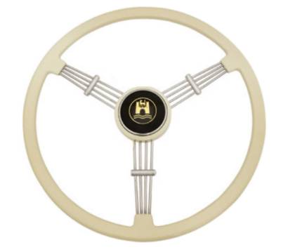 STEERING WHEEL, BANJO STYLE, IVORY WITH HORN BUTTON, BUG / GHIA / TYPE 3 1960-71