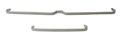 West Coast Metric - GRAB HANDLE, FULL MIDDLE BACK SEAT, BEIGE GREY WITH CHROME ENDS, BUS 1958-63 (1 Short & 1 Long Handle)