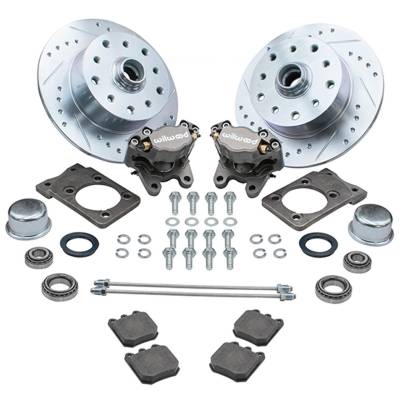 West Coast Metric - FRONT DISC BRAKE KIT, SILVER WILWOOD HIGH PERFORMANCE CALIPERS, 5x130 & 5x4.75, SUPER BEETLE BUG 1971-79