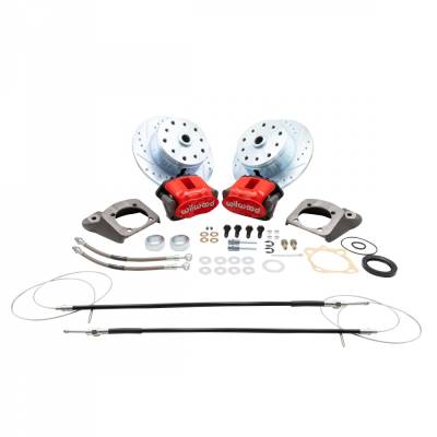 West Coast Metric - REAR DISC BRAKE KIT, RED WILWOOD HIGH PERFORMANCE CALIPERS WITH E-BRAKE, 5x130 & 5x4.75, BUG 1973-79, GHIA 1973-74