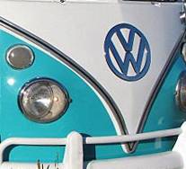FRONT NOSE EMBLEM, 12.5" CHROME, BUS 1950-67