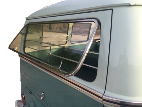 West Coast Metric - SAFARI REAR WINDOW POP OUT KIT, RAW STEEL, STANDARD BUS 1964-79 WITH FRAME, GLASS, SEALS & HARDWARE (Does Not Fit Pickup or Double Cabs)