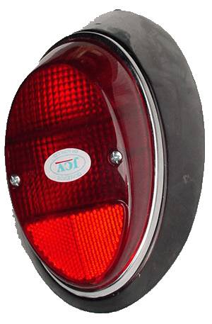 ASSEMBLY, TAIL LIGHT, LEFT, PRIMERED WITH RED LENS & CHROME RING, BUG 1962-67