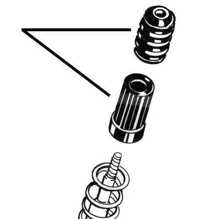 FRONT STRUT STOPS AND PLASTIC COVERS, SET OF 4, SUPER BEETLE MID 1973-79 (starting at chassis # 1333003656)