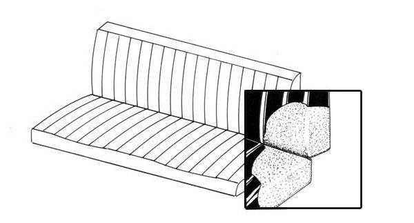 REAR SEAT FOAM BACKREST & BOTTOM, GHIA CONV. 1958-74