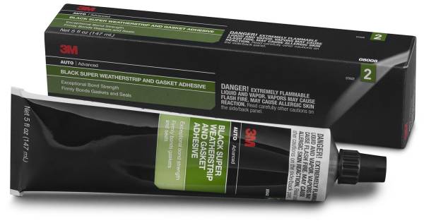 RUBBER ADHESIVE GLUE, 3M SUPER WEATHERSTRIP & GASKET BLACK 5oz TUBE