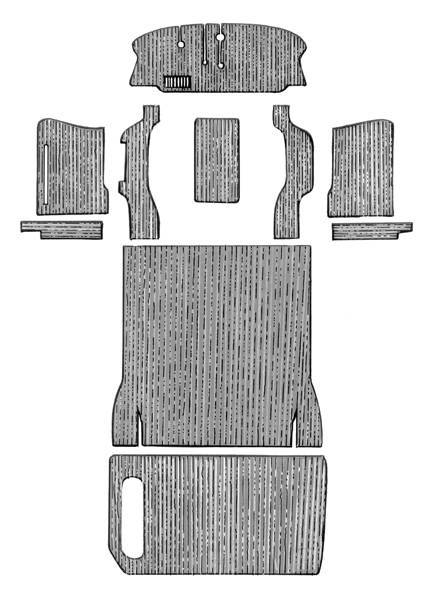 CARPET KIT, COMPLETE FRONT TO BACK, BENCH SEATS, BLACK, BUS 1955-64 (Call or Email to Order)