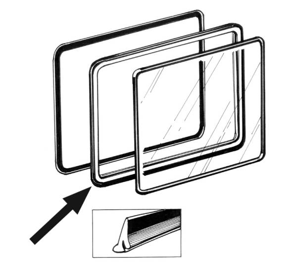 SEAL, OUTER, SIDE POPOUT WINDOW, BUS 1950-67 *MADE IN USA BY WCM*