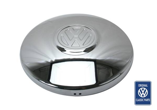 HUBCAP, CHROME, ORIGINAL VW *GERMAN* HUB CAP WITH LOGO, BUG 68-79, GHIA 67-74, BUS 71-79, TYPE 3 1966-73