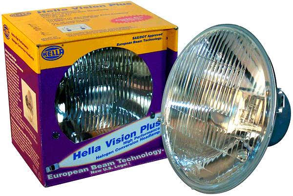 HEADLAMP, HALOGEN 7" HELLA *GERMAN* HI/LO BEAM W/BULB, BUG / BUS 67-79, GHIA / THING / TYPE 3 1967-74, VANAGON 80-85