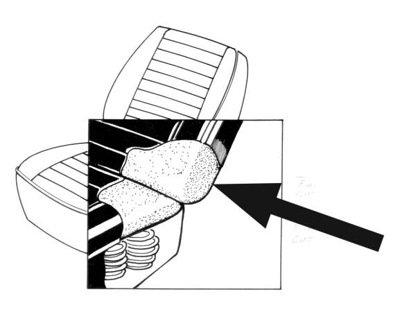 FOAM PADDING, FRONT SEAT BACKREST LEFT & RIGHT, ALL GHIAS 1968 (Headrest Part # 113-735)