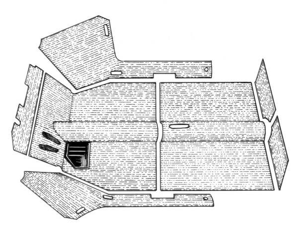 CARPET KIT, STICK SHIFT, 7 PIECE CHARCOAL, TYPE 3 1961-67