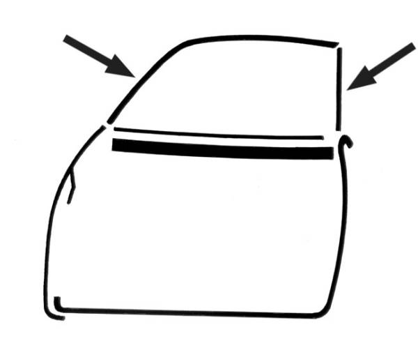 West Coast Metric - SEALS, SIDE TO TOP WINDOWS & DOOR UPRIGHTS, LEFT & RIGHT, GHIA SEDAN 1956-59 *MADE IN USA BY WCM*