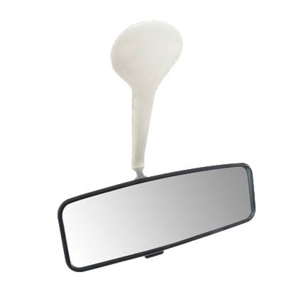 MIRROR, INSIDE REAR VIEW WITH WHITE ARM, STD. BUG SEDAN 68-77, SUPER BEETLE 71-72