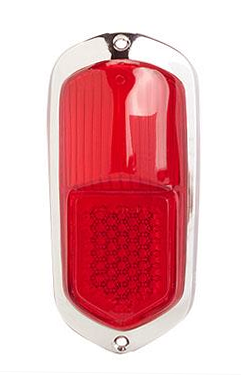 West Coast Metric - LENS, TAIL LIGHT ALL RED WITH CHROME TRIM, HELLA *GERMAN* GHIA 1958 1/2 -1959
