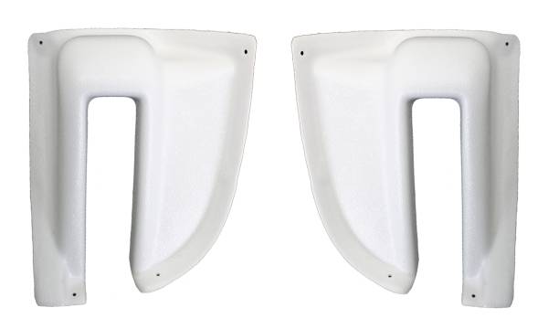 HINGE COVERS, WHITE PLASTIC LEFT & RIGHT, REAR CARGO HATCH, BUS 1968-79 *MADE IN USA BY WCM*