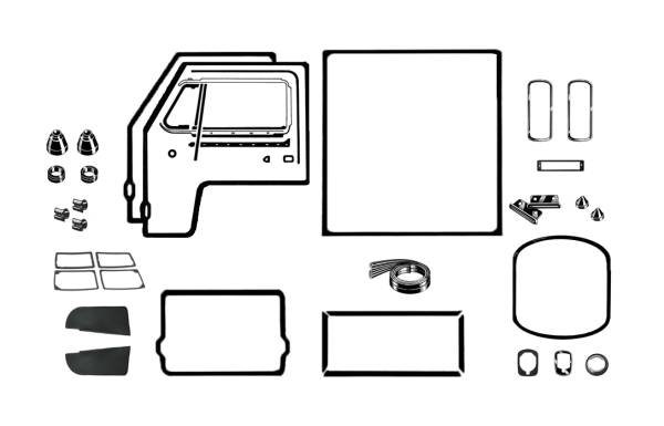 DELUXE BODY RUBBER KIT, BUS 1973 (Window seals sold separately, see description for complete contents)