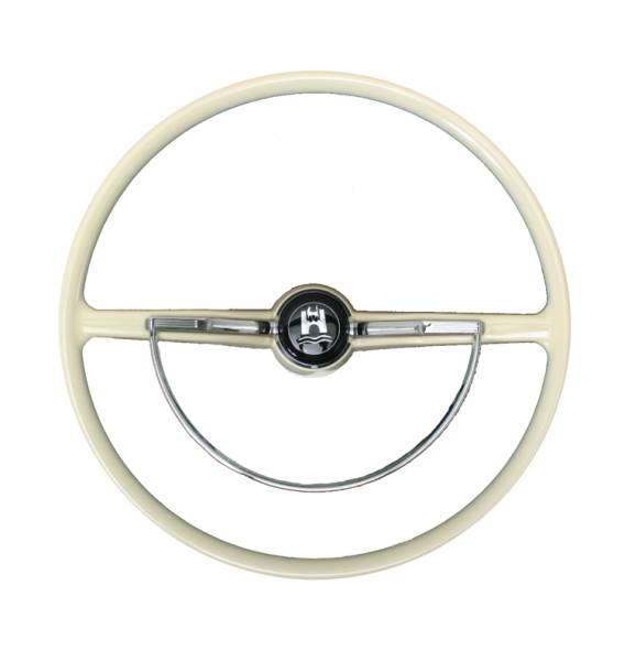 West Coast Metric - STEERING WHEEL, IVORY WITH HORN BUTTON AND RING, BUG / GHIA / TYPE 3 1964-71 *FACTORY BLEMISH, SLIGHT COSMETIC DEFECT NO EXCHANGES OR RETURNS*