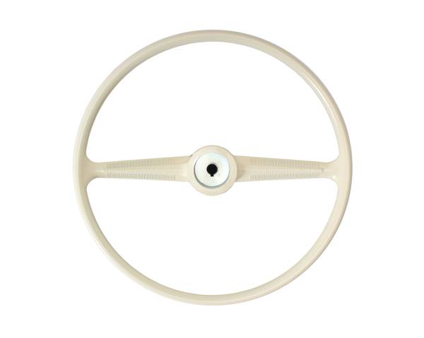 STEERING WHEEL, IVORY, ORIGINAL VW STYLE, BUS 1955-67 (Horn Button Part # 211-501B)