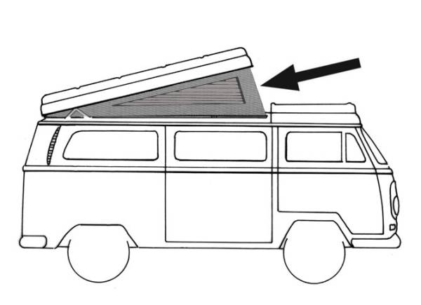 POP TOP, 3 WINDOW GREY ACRYLIC, WESTFALIA BUS 1974-79 *HANDMADE IN USA*