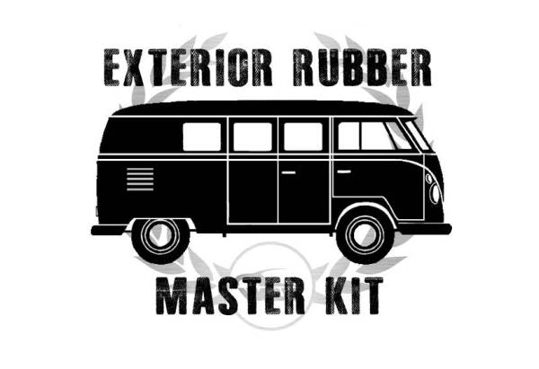 *MASTER KIT* EXTERIOR RUBBER, BUS 1950-51 (With Front Safari Seals & 6 Side Popout Window Seals. See description for complete contents)