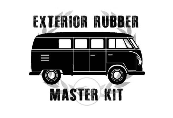 *MASTER KIT* EXTERIOR RUBBER, BUS 1955-57 (With Front Safari Seals & 6 Side Popout Window Seals. See description for complete contents)