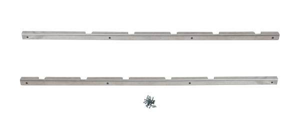 FRONT DOOR SLIDING WINDOW LATCH PLATES, STAINLESS STEEL, LEFT & RIGHT WITH SCREWS, BUS 1955-67 (1955 from VIN # 20-117903)